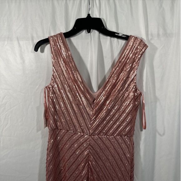 NWT $1395 Rene‎ Ruiz Collection [ 10 ] V-Neck Sequin Column Gown in Pink - Picture 8 of 15